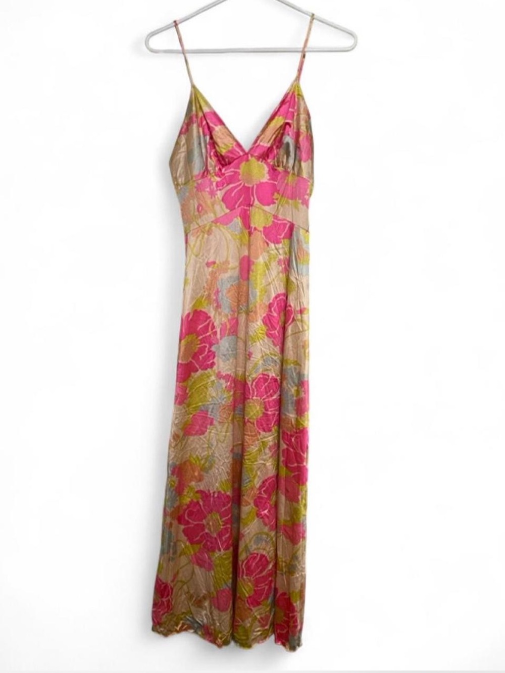 Vintage Floral Pink Slip Dress